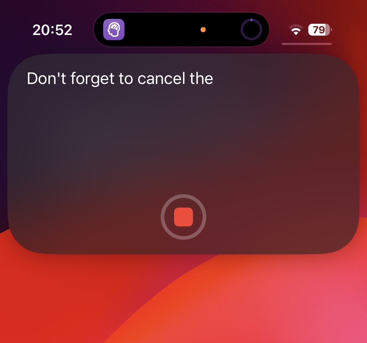 iPhone dictation screen capturing a task